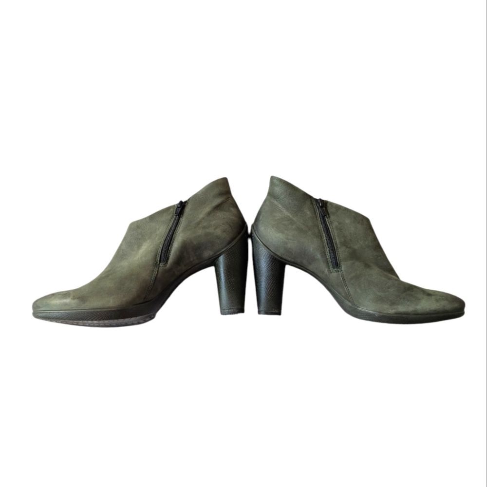 Ecco Sculptured Women's Green Leather Ankle Boots Size 41 EU (10-10.5 US)